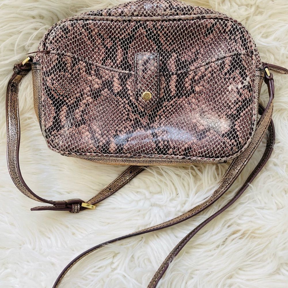 GILI Leather Crossbody Bag Faux Snakeskin Purse